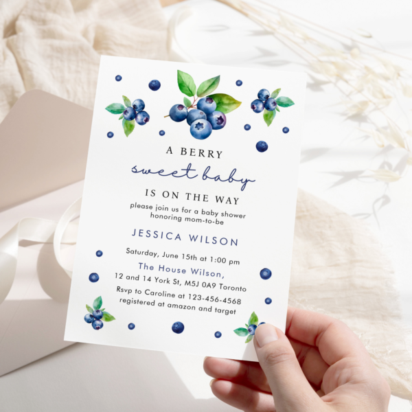 Berry Sweet Blueberry Baby Shower Invitation