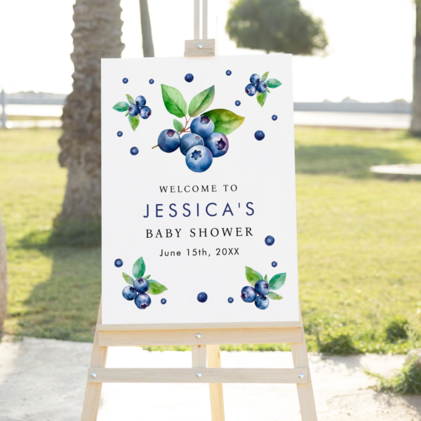 Baby Blueberries Baby Shower Welcome Sign