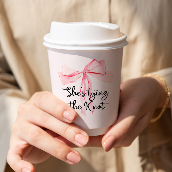 She Tying The Knot Pink Bow Bridal Shower Paper Cups