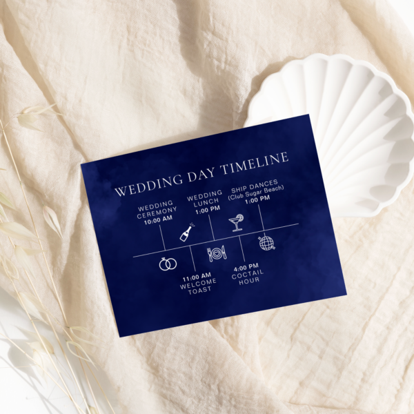 Navy Blue Nautical Wedding Timeline Enclosure Card - Image 2