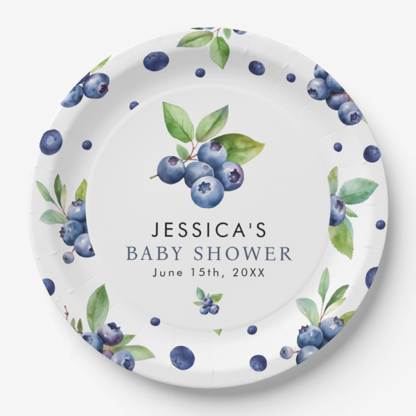 Blueberry Baby Shower Paper Plates