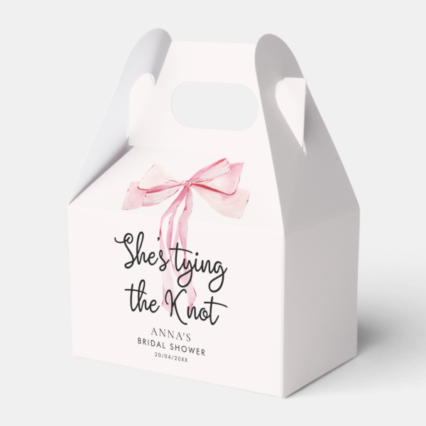 Blush Pink Tying The Knot Bridal Shower Favor Boxes - Image 3