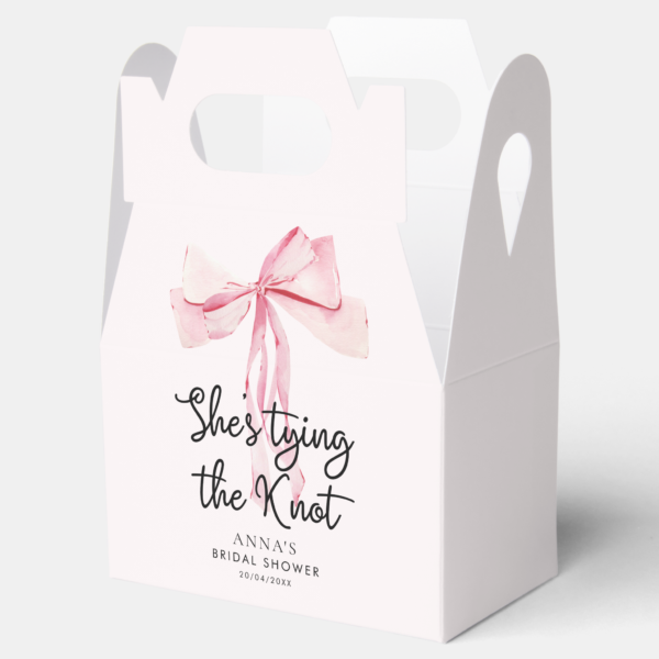 Blush Pink Tying The Knot Bridal Shower Favor Boxes - Image 2