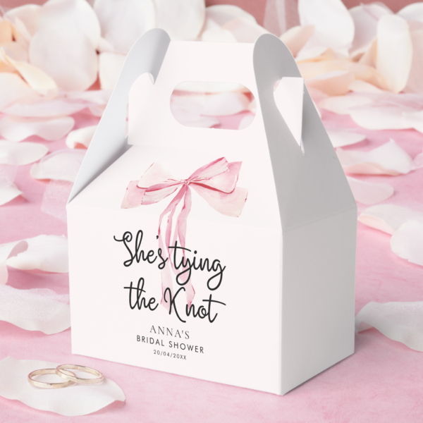 Blush Pink Tying The Knot Bridal Shower Favor Boxes